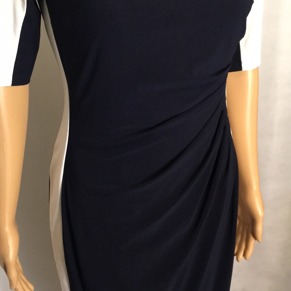 NWT Ralph Lauren Navy & White Body Con Lined w/Stretch Dress - Picture 5 of 15